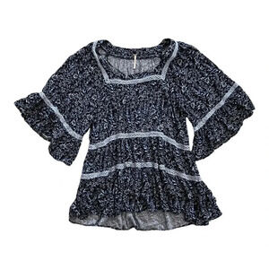 Free People Navy Talk About It Boho Tunic Top S